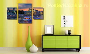 Модульная картина С огнями и песнями по Москва-реке