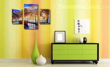 Модульная картина После дождя (осенний трамвайчик)