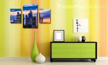 Модульная картина Вечерний Москва Сити