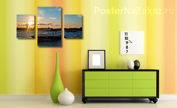 Модульная картина закатный Петербург