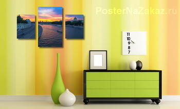 Модульная картина Летний вечер на Москва-реке