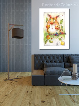 Модульная картина Кот с яблоками
