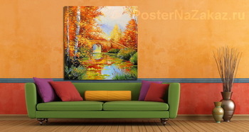 Модульная картина Осенний пруд