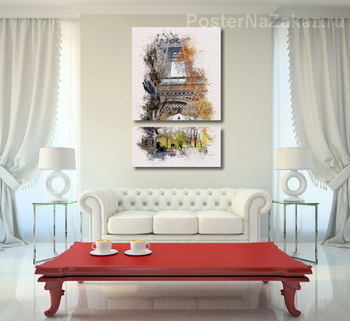 Модульная картина Париж, акварельный скетч