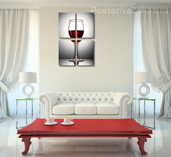 Модульная картина Винный бокал с красным вином