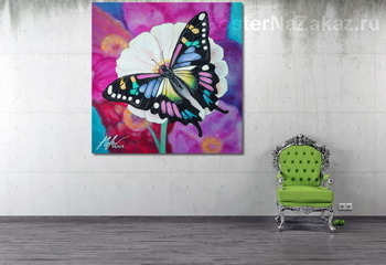 Модульная картина Бабочка на цветке.