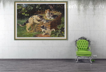 Модульная картина Кошка со своими четырьмя мальчиками