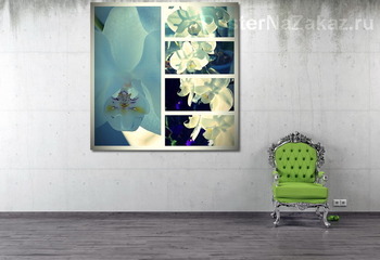 Модульная картина Коллаж. Белая орхидея