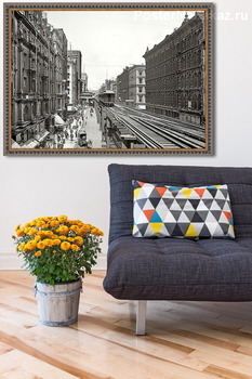 Модульная картина Уобаш авеню, Чикаго, 1900