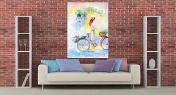 Модульная картина Девушка и велосипед
