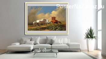 Модульная картина Лошадей перед приближающейся грозой