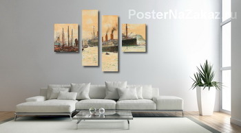 Модульная картина Канадской Тихоокеанской лайнер "Императрица Австралии" в гавани 