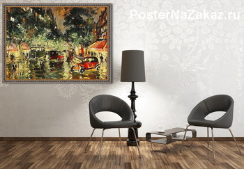 Модульная картина Ночная дорога в Париже