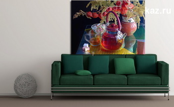 Модульная картина Натюрморт "Чайник и чашка с чаем"