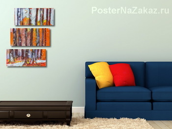 Модульная картина Первый снежок в лесу