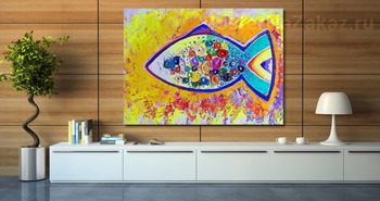 Модульная картина Счастливая рыба