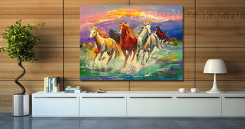 Модульная картина Табун лошадей