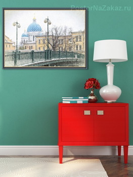 Модульная картина Санкт-Петербург. Красноармейский мост и Троицкий собор в снегопад..