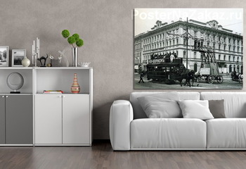 Модульная картина Работы по укреплению электропроводов для трамвайного движения на Невском проспекте 1907