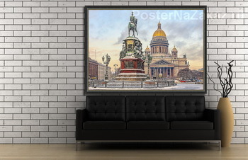 Модульная картина Санкт-Петербург. Снегопад на Исаакиевской площади.