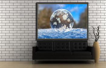 Модульная картина Замёрзший мыльный пузырь в зимнем лесу