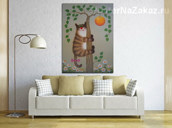 Модульная картина Котик на яблоне