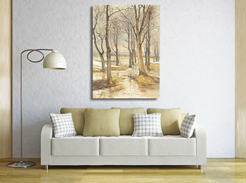 Модульная картина Весенний пейзаж с сорокой
