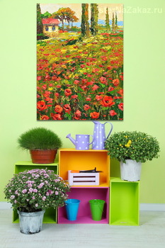 Модульная картина Маки близ деревни