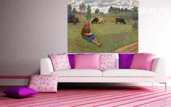 Модульная картина Девочка читает на лугу