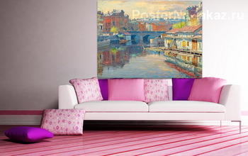 Модульная картина Петроград. Вид на Аничков мост, реки Фонтанка, вниз по течению