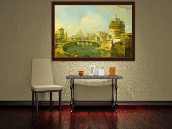 Модульная картина Причудливый вид на замок Святого Ангела, Рим