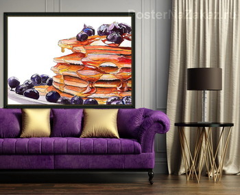 Модульная картина Блинчики с черникой и мёдом