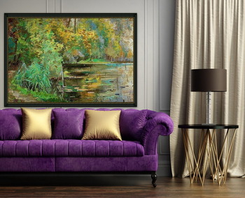 Модульная картина Деревья на берегу реки