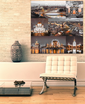 Модульная картина Огни ночной Москвы