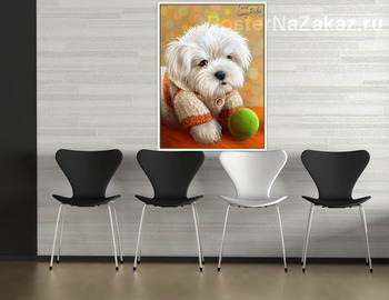 Модульная картина Щенок болонки