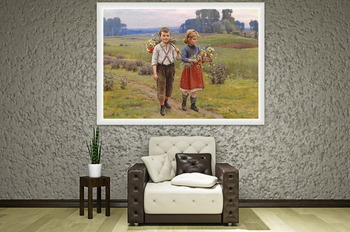 Модульная картина Дети на пути домой