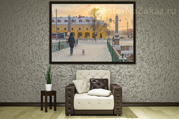 Модульная картина Утренний снегопад. Красногвардейский мост.