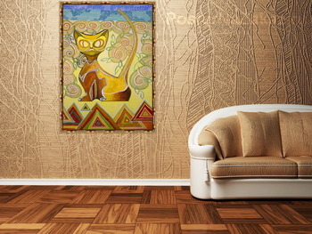 Модульная картина Египетская кошка в розах