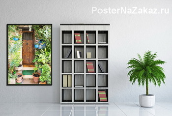 Модульная картина Дверь, окруженная цветами