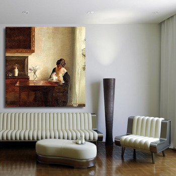 Модульная картина Буржуазный интерьер  женщина и дети.