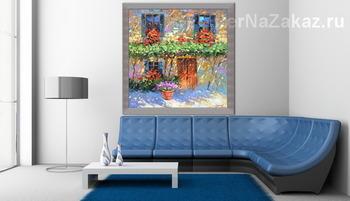 Модульная картина Домик в цветах