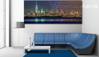 Модульная картина NYC утопает в огнях, манхеттен