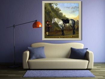 Модульная картина Мальчик с серой лошадью