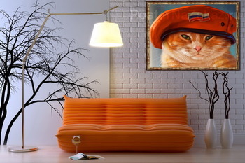 Модульная картина Рыжий кот в берете