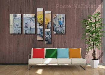 Модульная картина Москва двухэтажная (Кадашевский переулок)