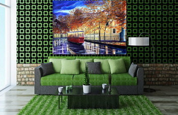 Модульная картина После дождя (осенний трамвайчик)