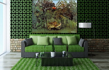 Модульная картина Голодный Лев Бросается на Антилопу