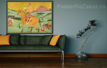 Модульная картина Могольский дворянин верхом на лошади с ястребом