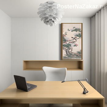 Модульная картина Цветущее дерево с двумя птицами