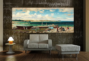 Модульная картина Прибрежный пейзаж с мариной